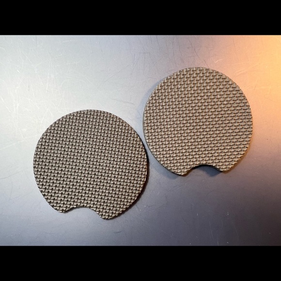 Rainbow Tongue Mushrooms Yellow Set Of 2 Car Cup Coasters New - Picture 2 of 2